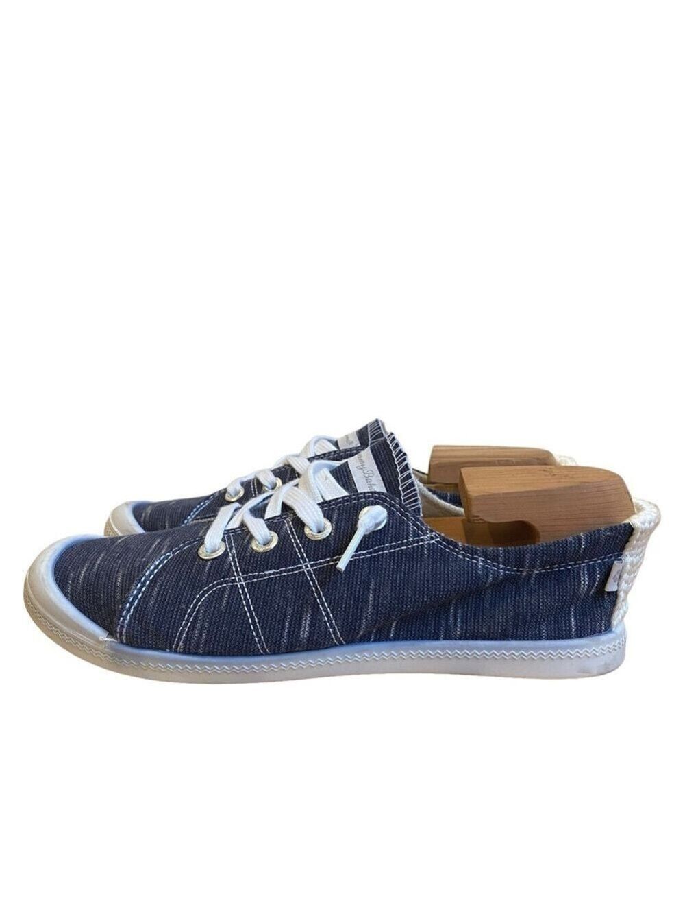 Tommy Bahama blue sneakers white sole lace up summer lightweight shoes size 8
